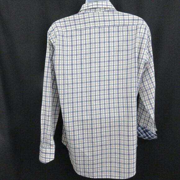 Thomas Dean Blue Green Plaid Shirt LS  Flip Cuff - Picture 5 of 8